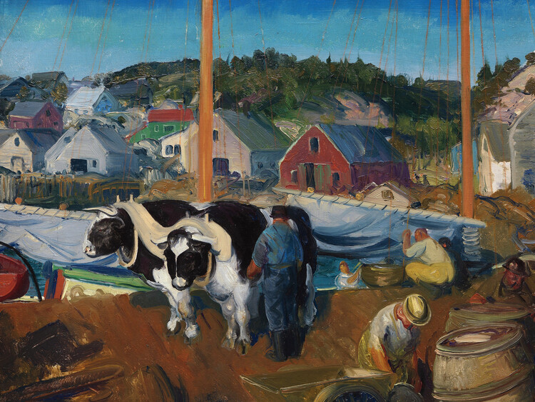 Canvas Print Ox Team (Wharf at Matinicus) - George Wesley Bellows