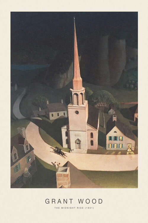 Canvas Print The Midnight Ride (Vintage Architecture) - Grant Wood