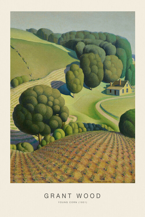 Canvas Print Young Corn (Vintage Landscape) - Grant Wood