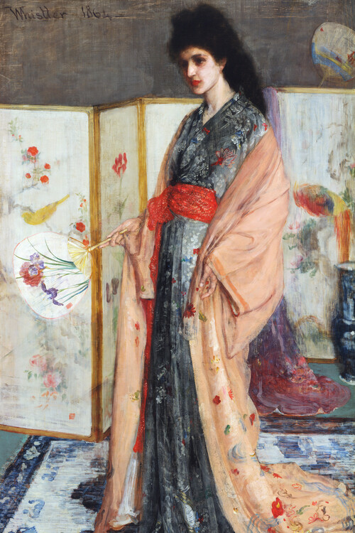 Poster The Princess from the Land of Porcelain (Female Portrait in a Kimono) - James McNeill Whistler