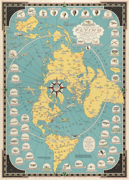 Plakát The story map of flying by Ernest Dudley Chase