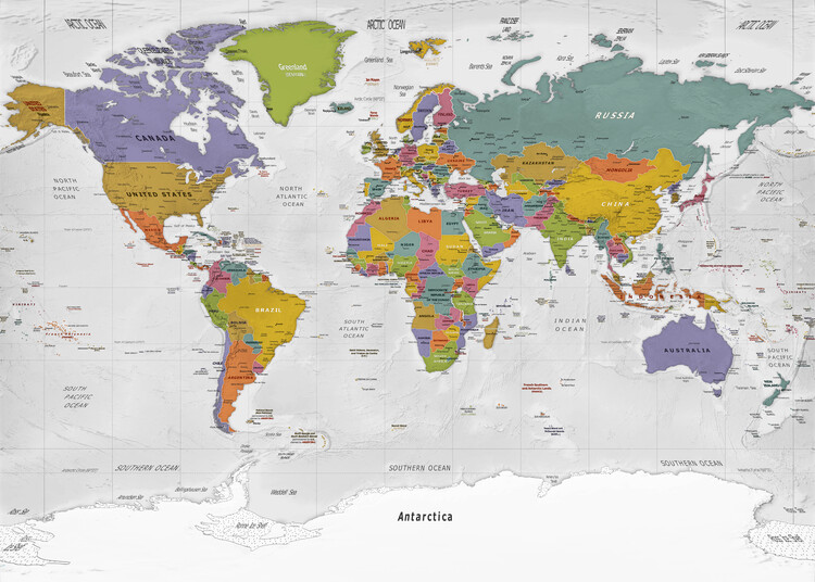 Plakát Political World map miller projection