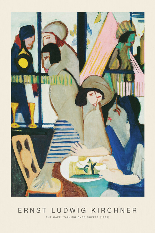 Póster The Café, Talking over Coffee (Special Edition Portrait) - Ernst Ludwig Kirchner