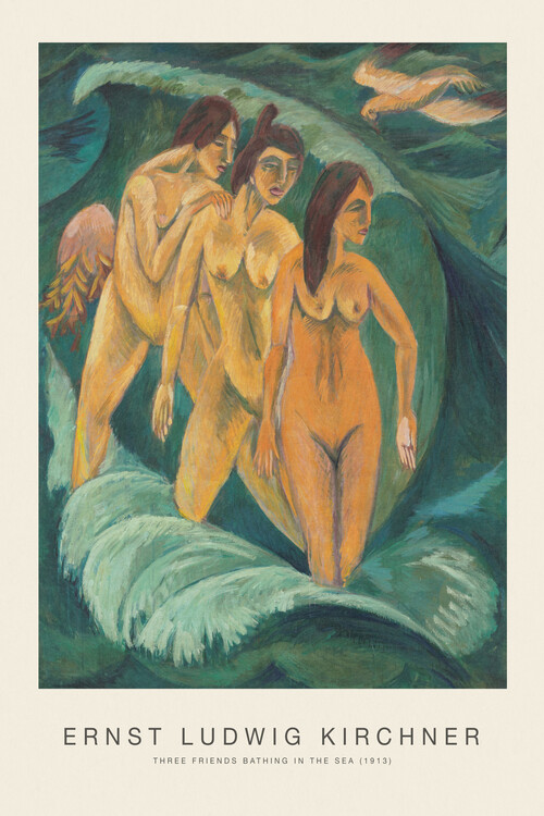 Póster Three Friends Bathing in the Sea (Special Edition Female Nude) - Ernst Ludwig Kirchner
