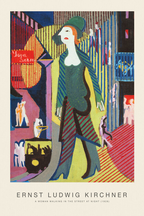 Póster A Woman Walking in the Street at Night (Special Edition Portrait)  - Ernst Ludwig Kirchner