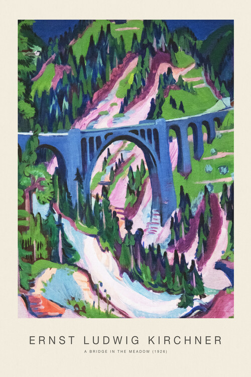 Póster A Bridge in the Meadow (Special Edition Landscape) - Ernst Ludwig Kirchner