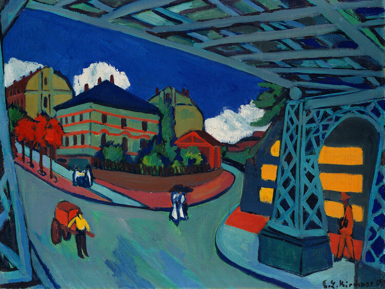 Canvas Print Railway Overpass in Dresden (Retro City Scene) - Ernst Ludwig Kirchner