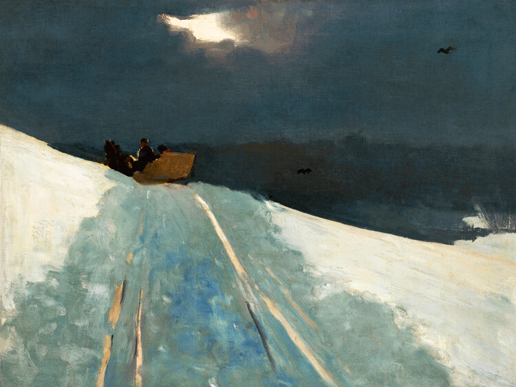 Poster Christmas Sleigh Ride (Festive Snow Scene) - Winslow Homer