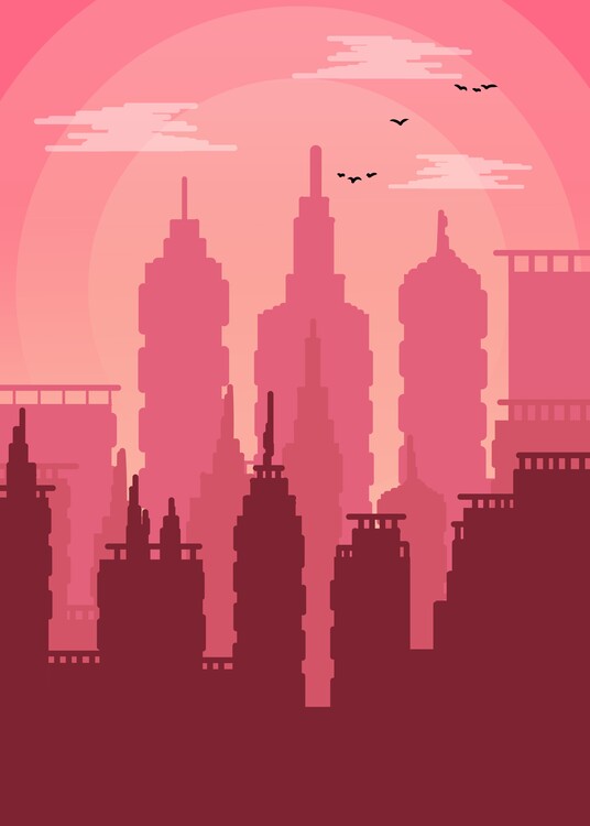 Poster FLAT LANDSCAPE CITYSCAPE