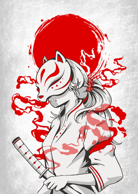 Poster Kitsune samurai
