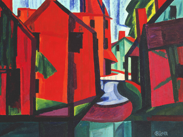 Póster Little Falls, New Jersey (Red & Green) - Oscar Bluemner