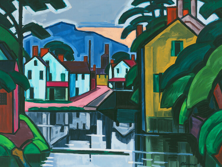 Póster Old Canal Port (Vibrant Abstract Landscape) - Oscar Bluemner
