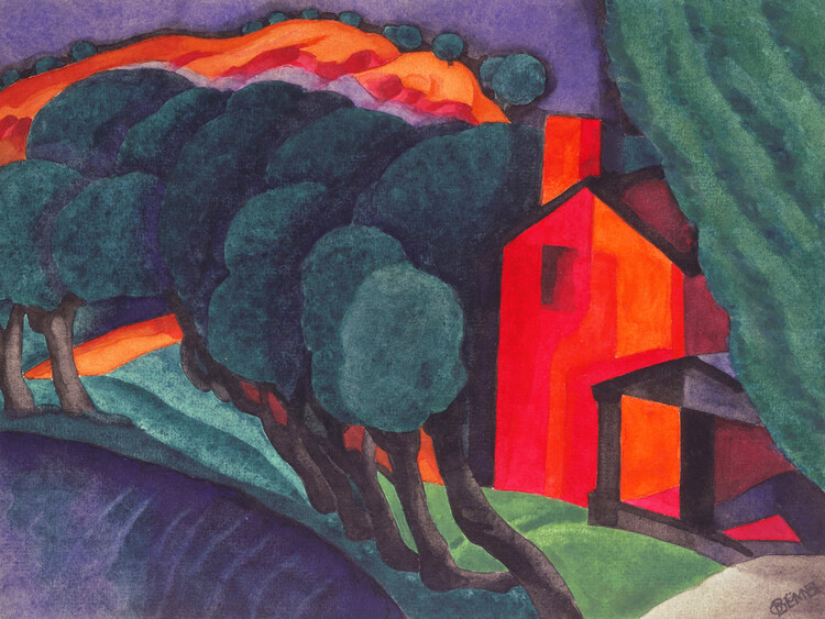 Canvas Print Glowing Night (Vibrant Abstract Landscape) - Oscar Bluemner