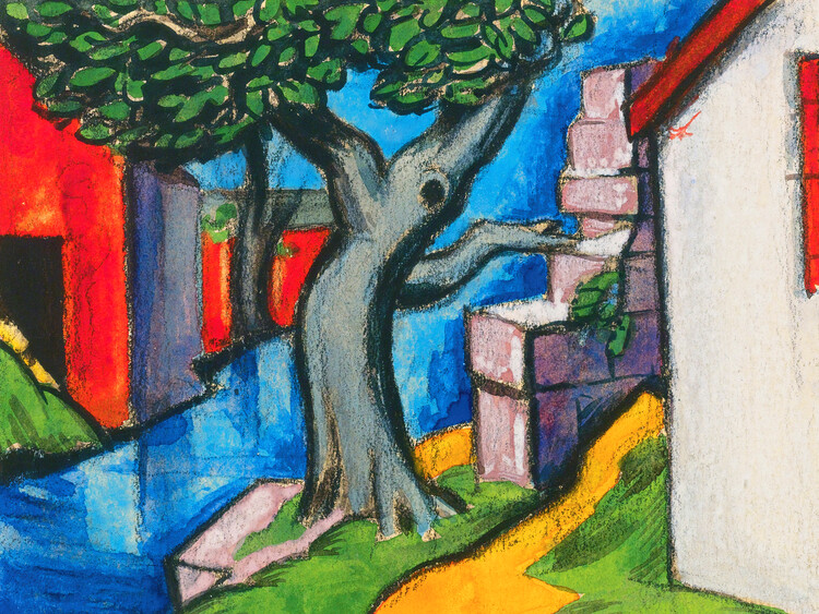 Póster Mystic Tree (Vibrant Abstract Landscape) - Oscar Bluemner
