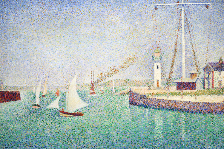 Canvas Print Entrance of the Port of Honfleur