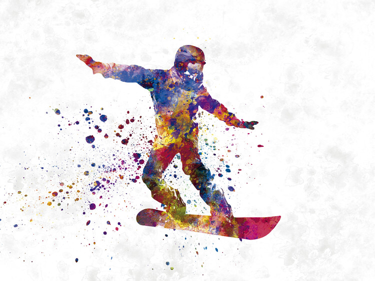 Poster Snowboard in watercolor