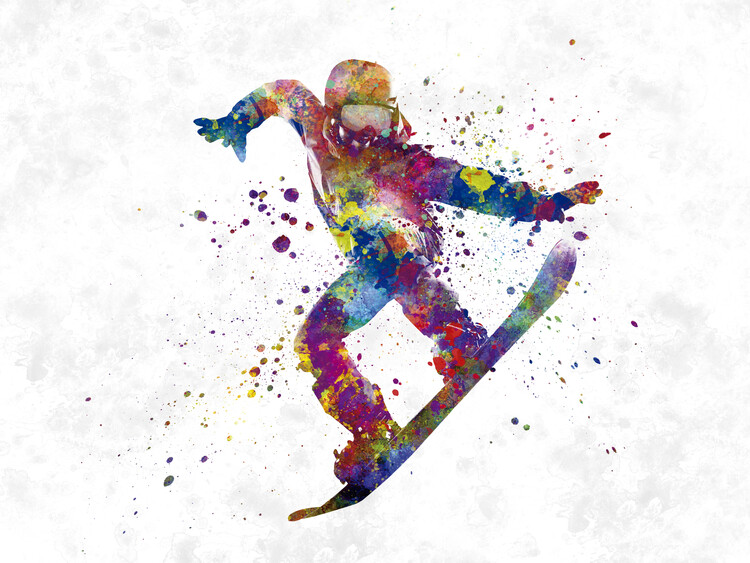 Canvas Print Snowboard in watercolor