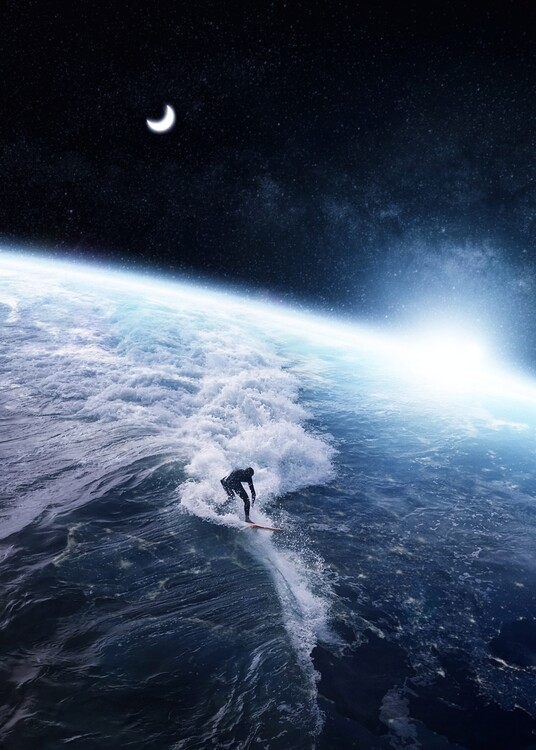 Poster Wave Surf on Earth Space