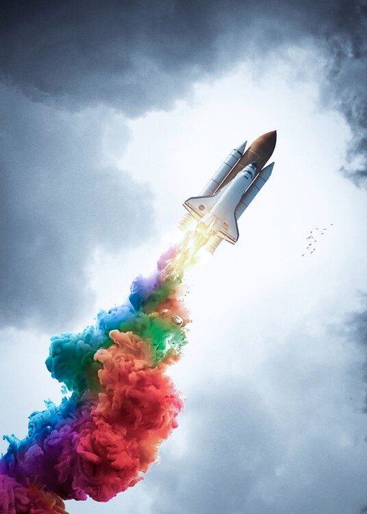 Poster Spacecraft color bomb in clouds