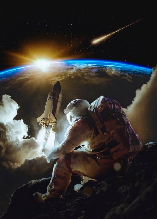 Poster Astronaut Sitting on the rock