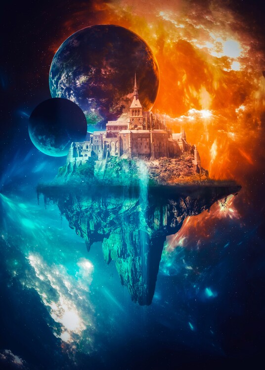 Poster Castle Rock Floating in Space
