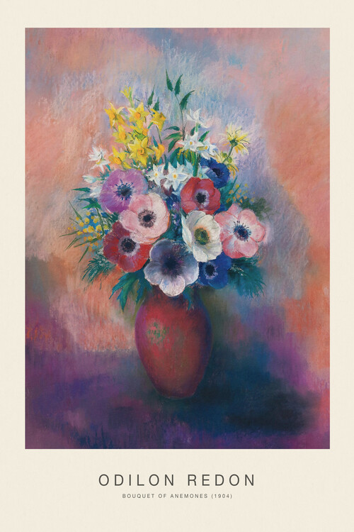 Poster Bouquet of Anemones (Vintage Purple Floral Painting) - Odilon Redon