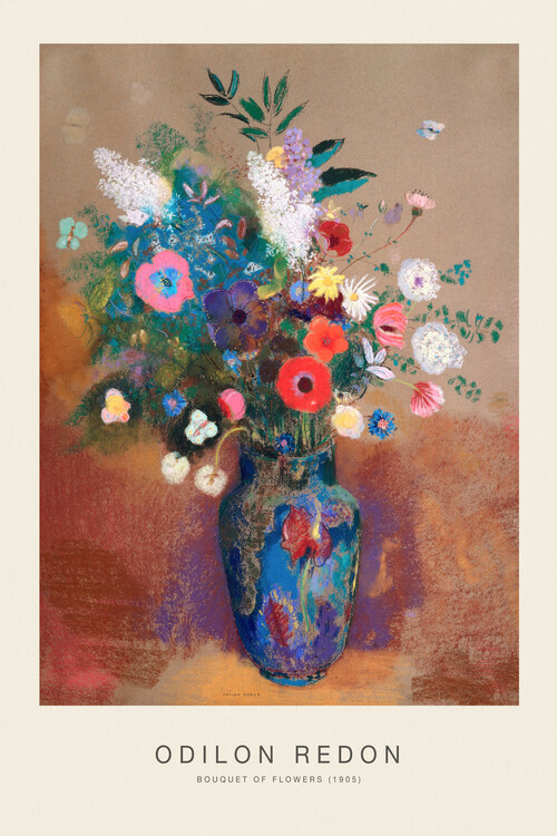 Canvas Print Bouquet of Flowers (Vintage Floral Painting) - Odilon Redon