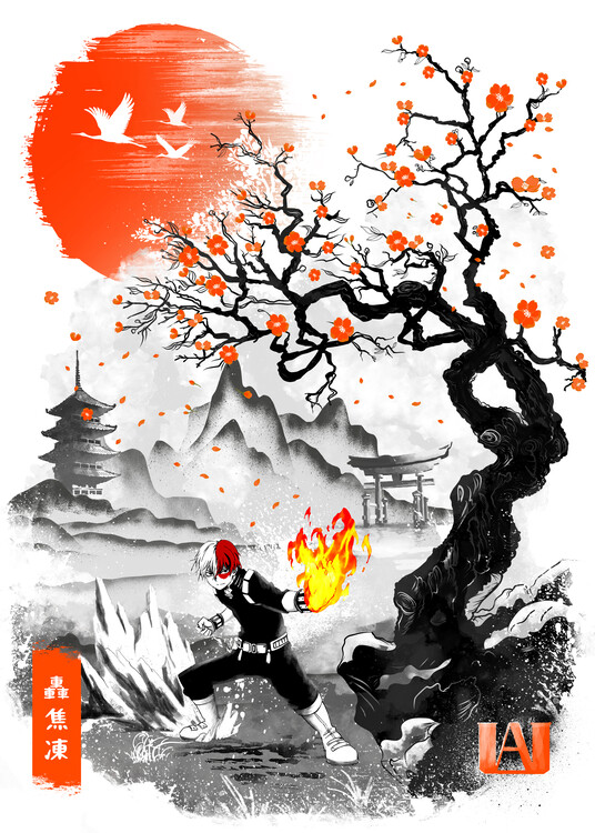 Poster Shoto Todoroki ink art