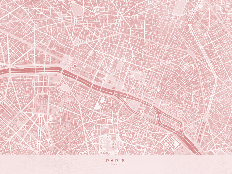 Poster Pink map of Paris