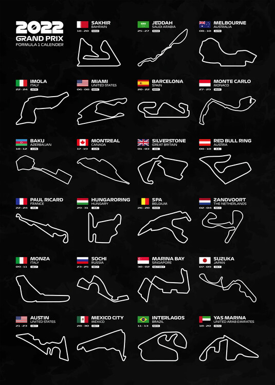Poster F1 Season Calendar 2022