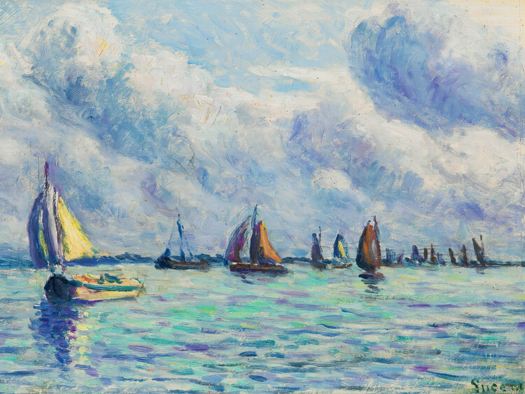 Levně Plakát, Obraz - Boats On The Meuse At Rotterdam, Maximilien Luce, 40 × 30 cm