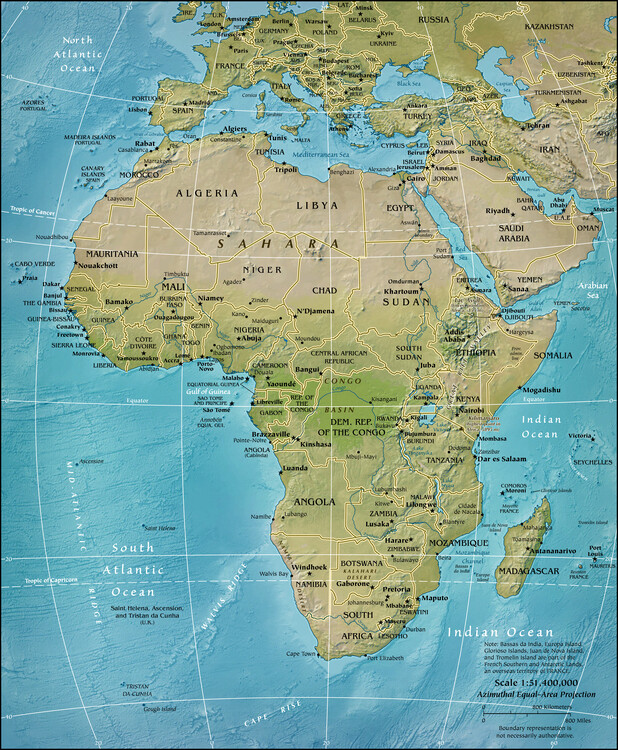 Poster Physical Map Of Africa