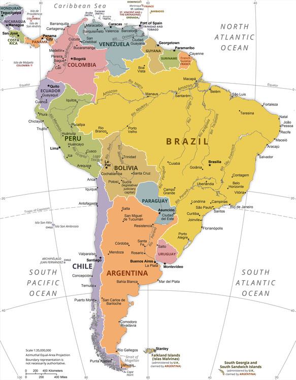 Poster South America Political Map