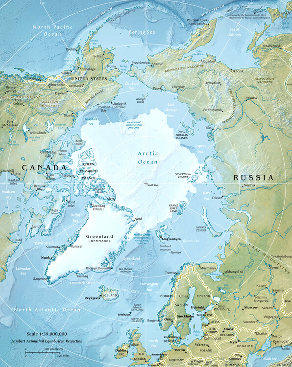 Poster Physical Arctic Region Map