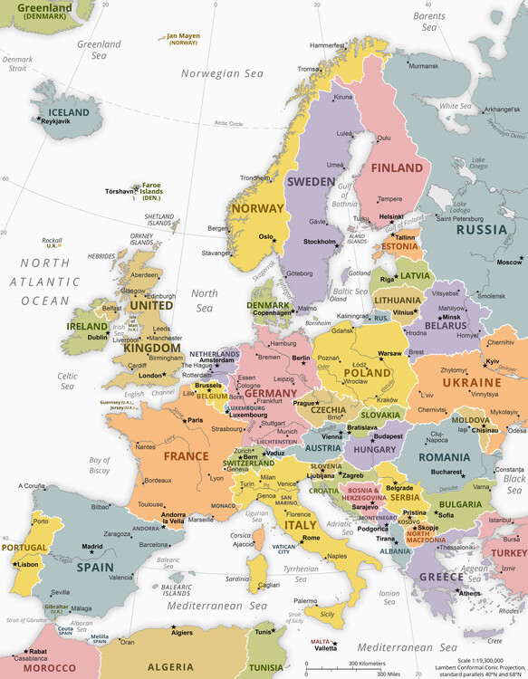 Poster Political Map of Europe