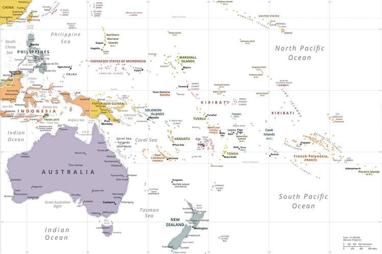 Poster Political Oceania Map