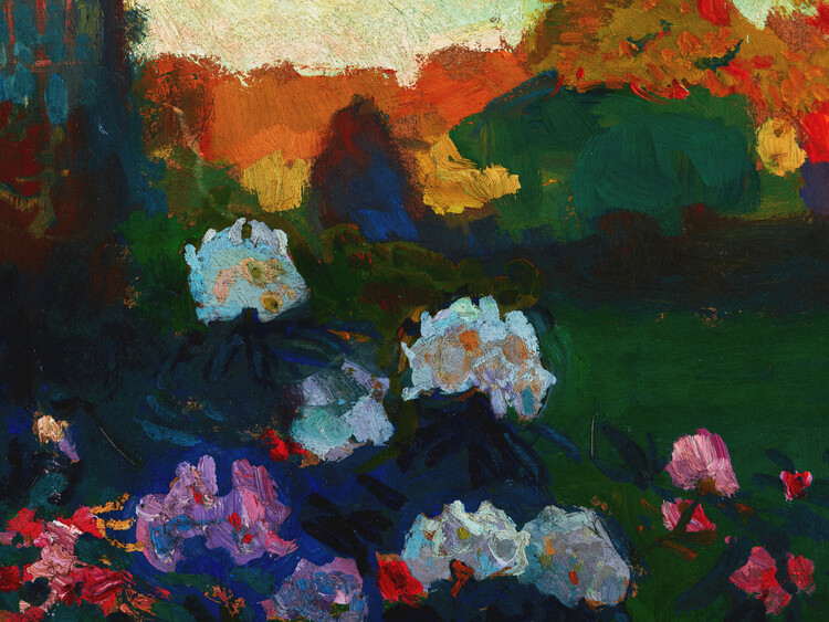 Canvas Print Rainbow Rhododendrons (Vintage Floral) - Jan Stanislawski