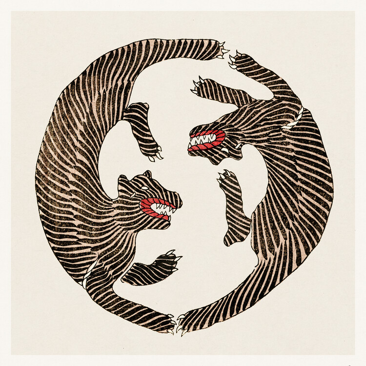 Poster Japanese Tiger Woodblock Print