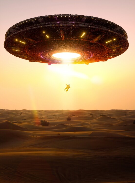 Plakát UFO Spaceship Astronaut Abduction