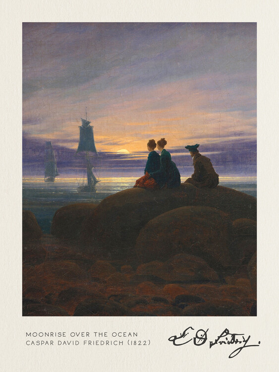 Poster Moonrise over the Ocean (Vintage Fantasy Seascape) - Casper David Friedrich