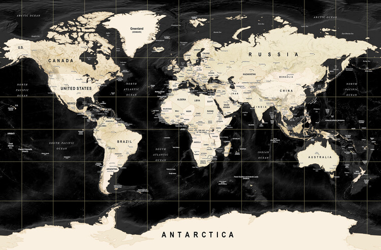 Poster World Map Dark background color