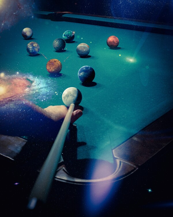 Poster Billiards game and planetary balls