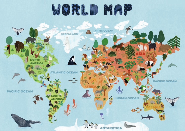 Canvas Print World map for kids