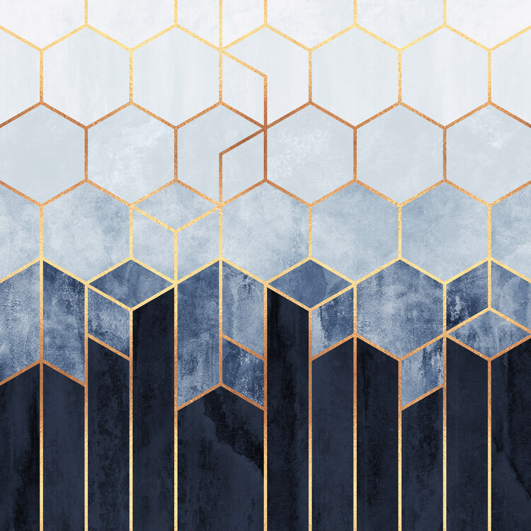Poster Soft Blue Hexagons
