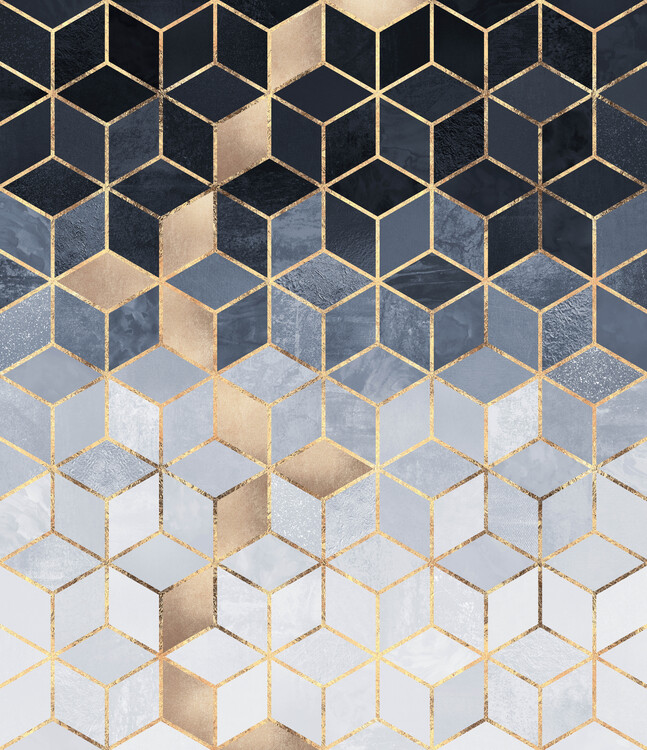 Quadro su tela Soft Blue Gradient Cubes