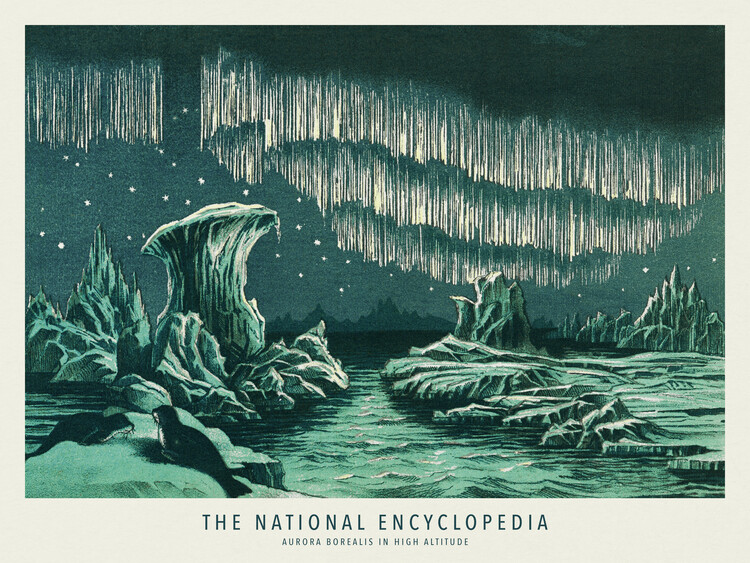 Levně Plakát, Obraz - Aurora Borealis in High Altitude (Northern Lights / Celestial Print) - The National Encyclopedia, 40 × 30 cm