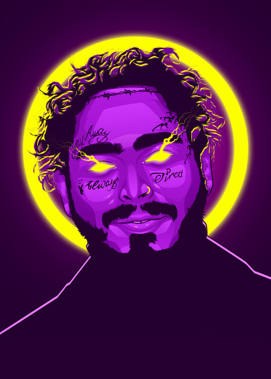 Poster Post Malone Neon Art Rapper