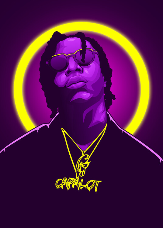 Poster Polo G Capalot Neon Art Rapper