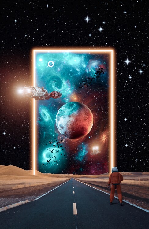 Plagát Astronaut Stargate Road Moon Galaxy