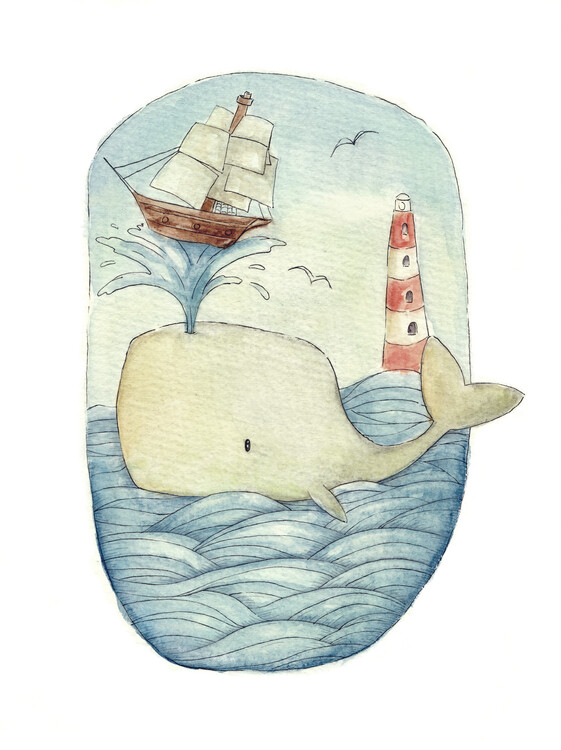 Poster Cute Whale in the Sea